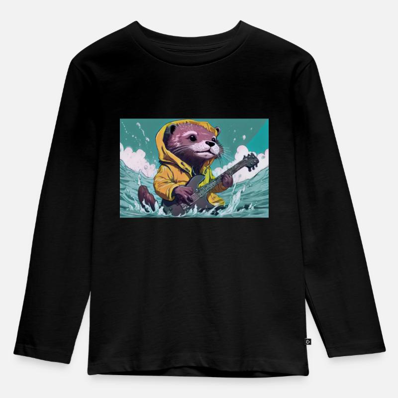 Otti Gitarre - Kinder Premium Bio Langarmshirt - Schwarz