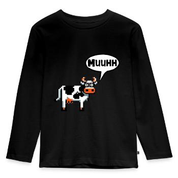 Kuh Hallo Morgen Hello Guten Tag Servus Moin - Kinder Premium Bio Langarmshirt - Schwarz - Vorne - AI Model Kid Male (0cm)