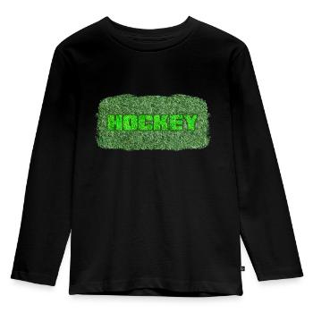 Field hockey Artificial turf hockey Hockey field - Kids' Premium Longsleeve Shirt - black - Front - AI Model Kid Male (0cm)