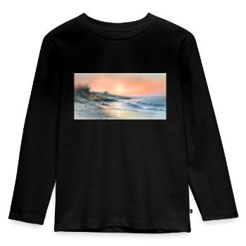 Beach Sunset - Kinder Premium Bio Langarmshirt - Schwarz - Vorne - AI Model Kid Male (0cm)