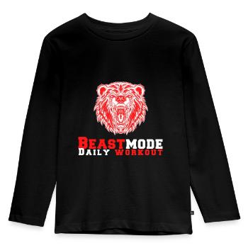 Daily Workout - Bodybuilding und Fitness - Gym - Kinder Premium Bio Langarmshirt - Schwarz - Vorne - AI Model Kid Male (0cm)