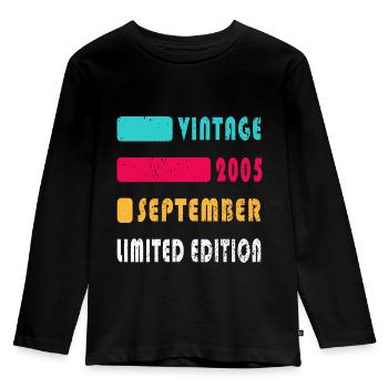 september 2005 Jahrestag september 2005 september - Kinder Premium Bio Langarmshirt - Schwarz - Vorne - AI Model Kid Male (0cm)