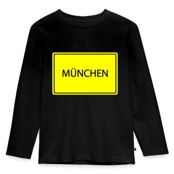 ortsschild münchen - Kinder Premium Bio Langarmshirt - Schwarz - Vorne - AI Model Kid Male (0cm)