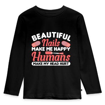 Nail Polish Nail Design Manicure Nail Studio Nails - Kids' Premium Longsleeve Shirt - black - Front - AI Model Kid Male (0cm)