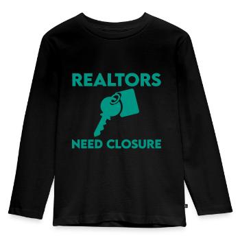 Realtors Need Closure 2 - Kids' Premium Longsleeve Shirt - black - Front - AI Model Kid Male (0cm)