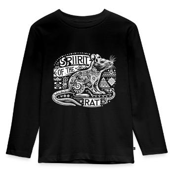 Ethno Spirit: Rat Totem - Kinder Premium Bio Langarmshirt - Schwarz - Vorne - AI Model Kid Male (0cm)