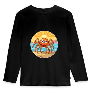 Spider Watercolor Cartoon Kawaii Clipart Animal - Kids' Premium Longsleeve Shirt - black - Front - AI Model Kid Male (0cm)