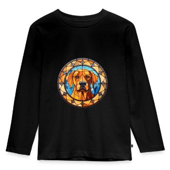Perro de Presa Mallorquinische Hunderasse Glasmalerei - Kinder Premium Bio Langarmshirt - Schwarz - Vorne - AI Model Kid Male (0cm)