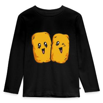 Chicken Nugget Liebhaber Chicken Nuggets - Kinder Premium Bio Langarmshirt - Schwarz - Vorne - AI Model Kid Male (0cm)