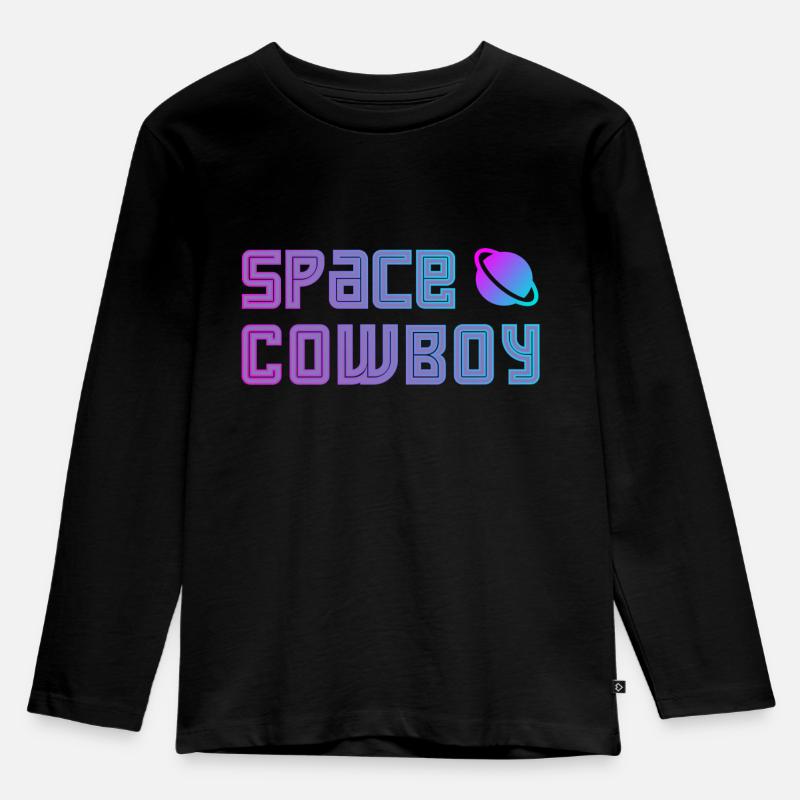 Space Cowboy - Kinder Premium Bio Langarmshirt - Schwarz