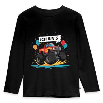 Monster Truck - Ich bin 5 - Einzigartiges Geschenk - Kinder Premium Bio Langarmshirt - Schwarz - Vorne - AI Model Kid Male (0cm)