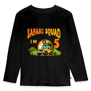 Safari Birthday Party - 5th Birthday Boy 5 Years - Kinder Premium Bio Langarmshirt - Schwarz - Vorne - AI Model Kid Male (0cm)