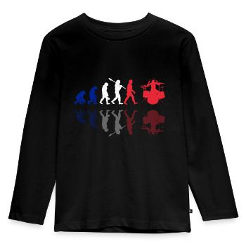 Evolution de l’homme Drums Band Retro Vintage Drummer - T-shirt manches longues Premium Enfant - noir - Devant - AI Model Kid Male (0cm)