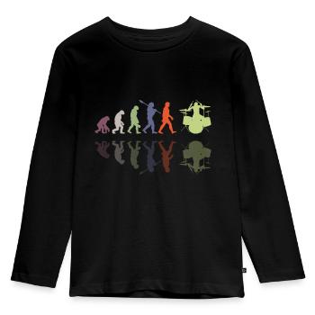 Evolution de l’homme Drums Band Retro Vintage Drummer - T-shirt manches longues Premium Enfant - noir - Devant - AI Model Kid Male (0cm)
