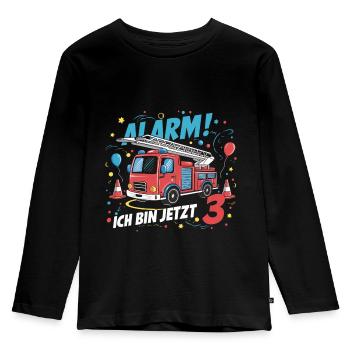 Camion de pompiers - Alarme J’ai 3 ans maintenant - T-shirt manches longues Premium Enfant - noir - Devant - AI Model Kid Male (0cm)