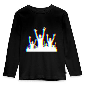 Glitch Party – Festival Style - Kinder Premium Bio Langarmshirt - Schwarz - Vorne - AI Model Kid Male (0cm)