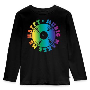 Music makes me happy Vinyl - Kids' Premium Longsleeve Shirt - black - Front - AI Model Kid Male (0cm)