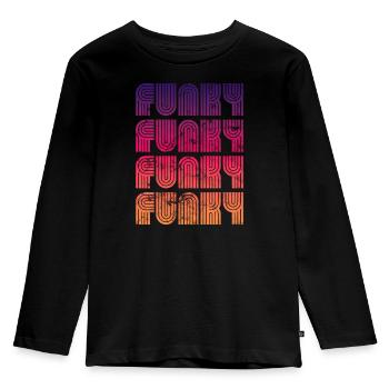 Funky Vintage - Kinder Premium Bio Langarmshirt - Schwarz - Vorne - AI Model Kid Male (0cm)