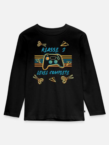 Grundschule - Klasse 2 - Level complete - Kinder Premium Bio Langarmshirt - Schwarz