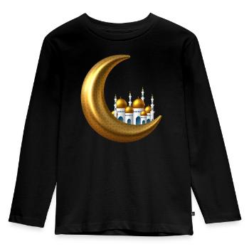 Golden Crescent Islam - Kids' Premium Longsleeve Shirt - black - Front - AI Model Kid Male (0cm)