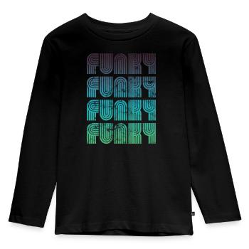 Funky Vintage - Kinder Premium Bio Langarmshirt - Schwarz - Vorne - AI Model Kid Male (0cm)