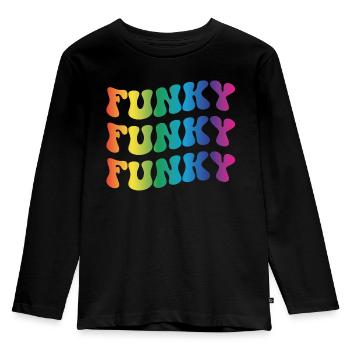 Funky Musik - Kinder Premium Bio Langarmshirt - Schwarz - Vorne - AI Model Kid Male (0cm)