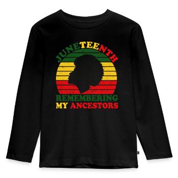 Juneteenth Remembering My Ancestors - Kids' Premium Longsleeve Shirt - black - Front - AI Model Kid Male (0cm)