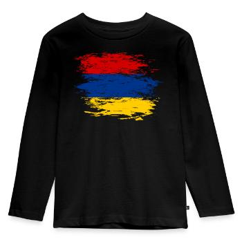 Armenia flag used - Kids' Premium Longsleeve Shirt - black - Front - AI Model Kid Male (0cm)