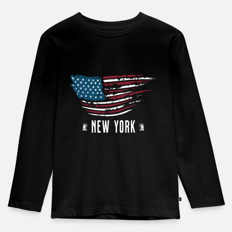 New york - Kinder Premium Bio Langarmshirt - Schwarz