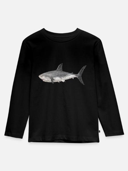 Haie - Kinder Premium Bio Langarmshirt - Schwarz
