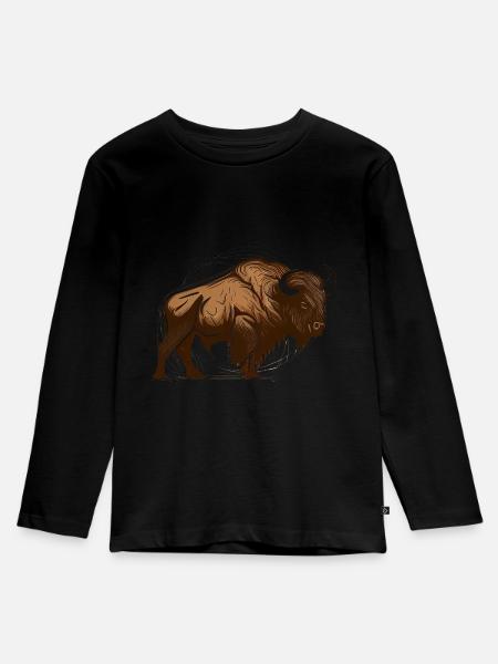 Bison - Kinder Premium Bio Langarmshirt - Schwarz