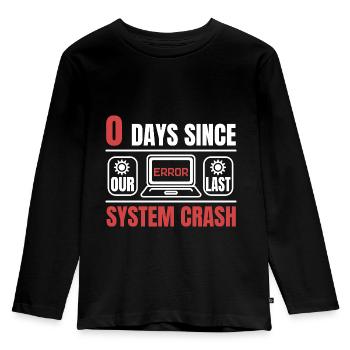 Technical Support 0 Days Since Our Last PC Crash - Kids' Premium Longsleeve Shirt - black - Front - AI Model Kid Male (0cm)