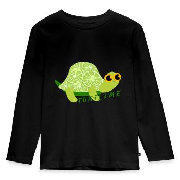 Lime turtle. - Kids' Premium Longsleeve Shirt - black - Front - AI Model Kid Male (0cm)