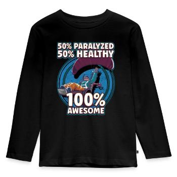 Conception de fauteuil roulant pour handicapés pour une amputation - T-shirt manches longues Premium Enfant - noir - Devant - AI Model Kid Male (0cm)