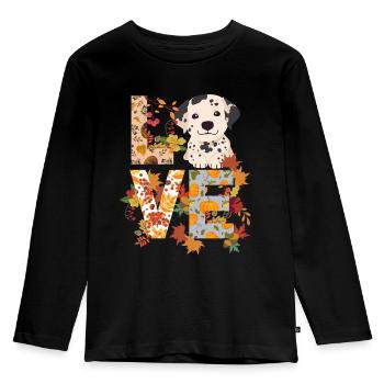 Dalmatian Dog Autumn Gratitude Love - Kids' Premium Longsleeve Shirt - black - Front - AI Model Kid Male (0cm)