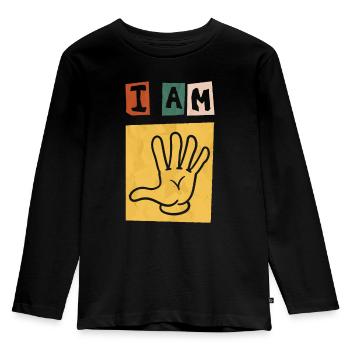 5 Birthday Boy Girl I am 5 years hand - Kids' Premium Longsleeve Shirt - black - Front - AI Model Kid Male (0cm)