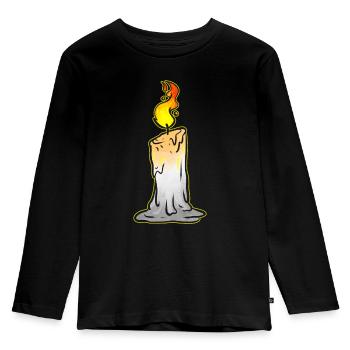 Burning Candle Halloween - Kinder Premium Bio Langarmshirt - Schwarz - Vorne - AI Model Kid Male (0cm)