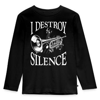 Trumpet Player Vintage I Destroy - Kinder Premium Bio Langarmshirt - Schwarz - Vorne - AI Model Kid Male (0cm)