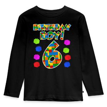6. Geburtstag Jungen 6 Jahre Kind Sohn - Kinder Premium Bio Langarmshirt - Schwarz - Vorne - AI Model Kid Male (0cm)