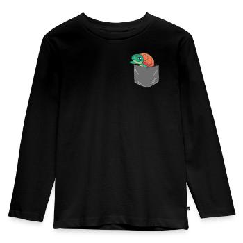 Sea Turtle Tortoise Pocket - Kinder Premium Bio Langarmshirt - Schwarz - Vorne - AI Model Kid Male (0cm)