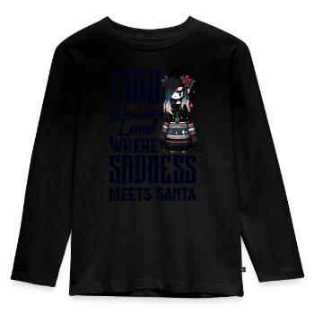 Emo Wonderland où la tristesse rencontre Santa Emocore - T-shirt manches longues Premium Enfant - noir - Devant - AI Model Kid Male (0cm)