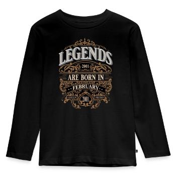 2001 February Born Birthday Year of birth - Kids' Premium Longsleeve Shirt - black - Front - AI Model Kid Male (0cm)