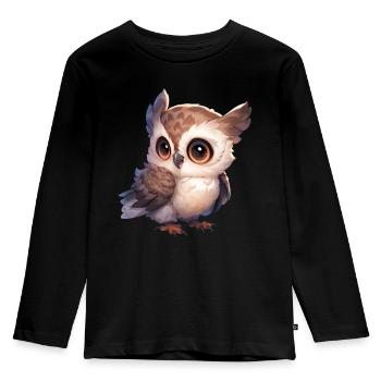 Eule - Kinder Premium Bio Langarmshirt - Schwarz - Vorne - AI Model Kid Male (0cm)