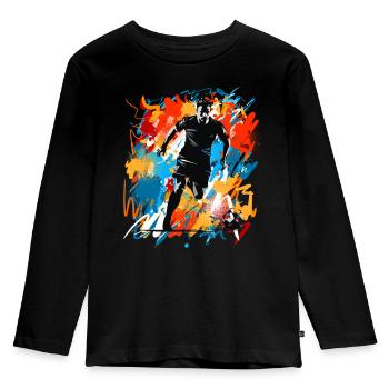 Fußball Fußballer - Kinder Premium Bio Langarmshirt - Schwarz - Vorne - AI Model Kid Male (0cm)