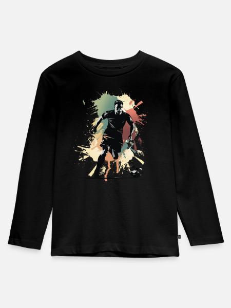 Fußball Fußballer - Kinder Premium Bio Langarmshirt - Schwarz