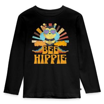 Abeille Hippie Biene Paix - T-shirt manches longues Premium Enfant - noir - Devant - AI Model Kid Male (0cm)