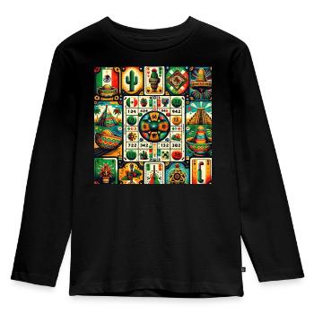 Mexikanischer Loteria Charm - Kinder Premium Bio Langarmshirt - Schwarz - Vorne - AI Model Kid Male (0cm)