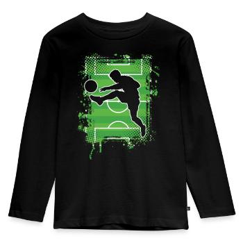 Fußball Fußballer - Kinder Premium Bio Langarmshirt - Schwarz - Vorne - AI Model Kid Male (0cm)