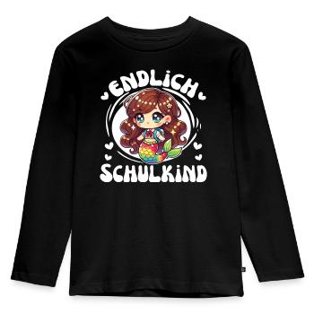 Enfin écolier mignonne sirène à la - T-shirt manches longues Premium Enfant - noir - Devant - AI Model Kid Male (0cm)