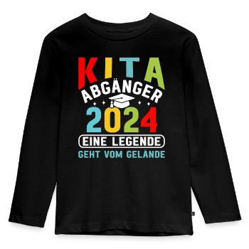 Une légende quitte le site Kita Absolvent - T-shirt manches longues Premium Enfant - noir - Devant - AI Model Kid Male (0cm)